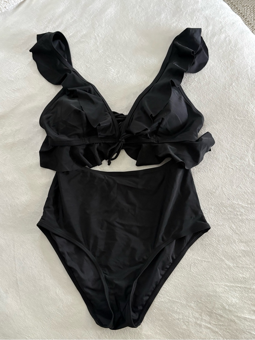 Cupshe Black Ruffle One-Piece Swimsuit